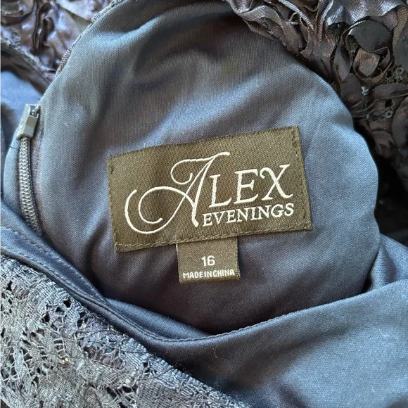 Alex Evenings Navy Lace Maxi Dress - Picture 4 of 5